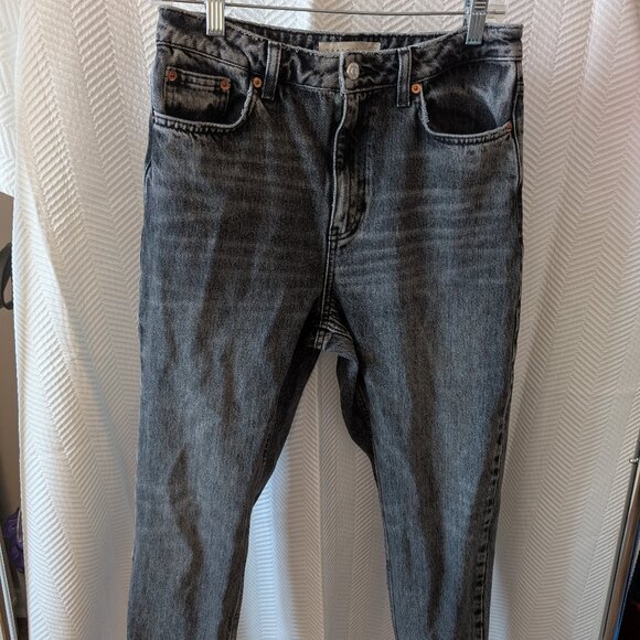 Topshop Black Mom Jeans High-Waisted Non-Stretch Denim Size 28 Casual - Picture 4 of 6